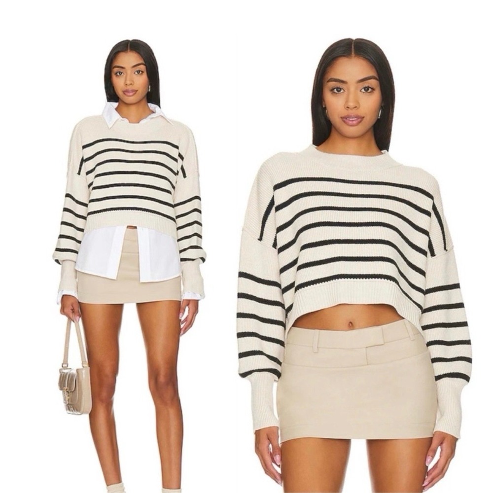 free people easy street striped crop sweater XS